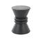 18" Black Wood Handmade Carved Hourglass Accent Table with 3D Ring Center